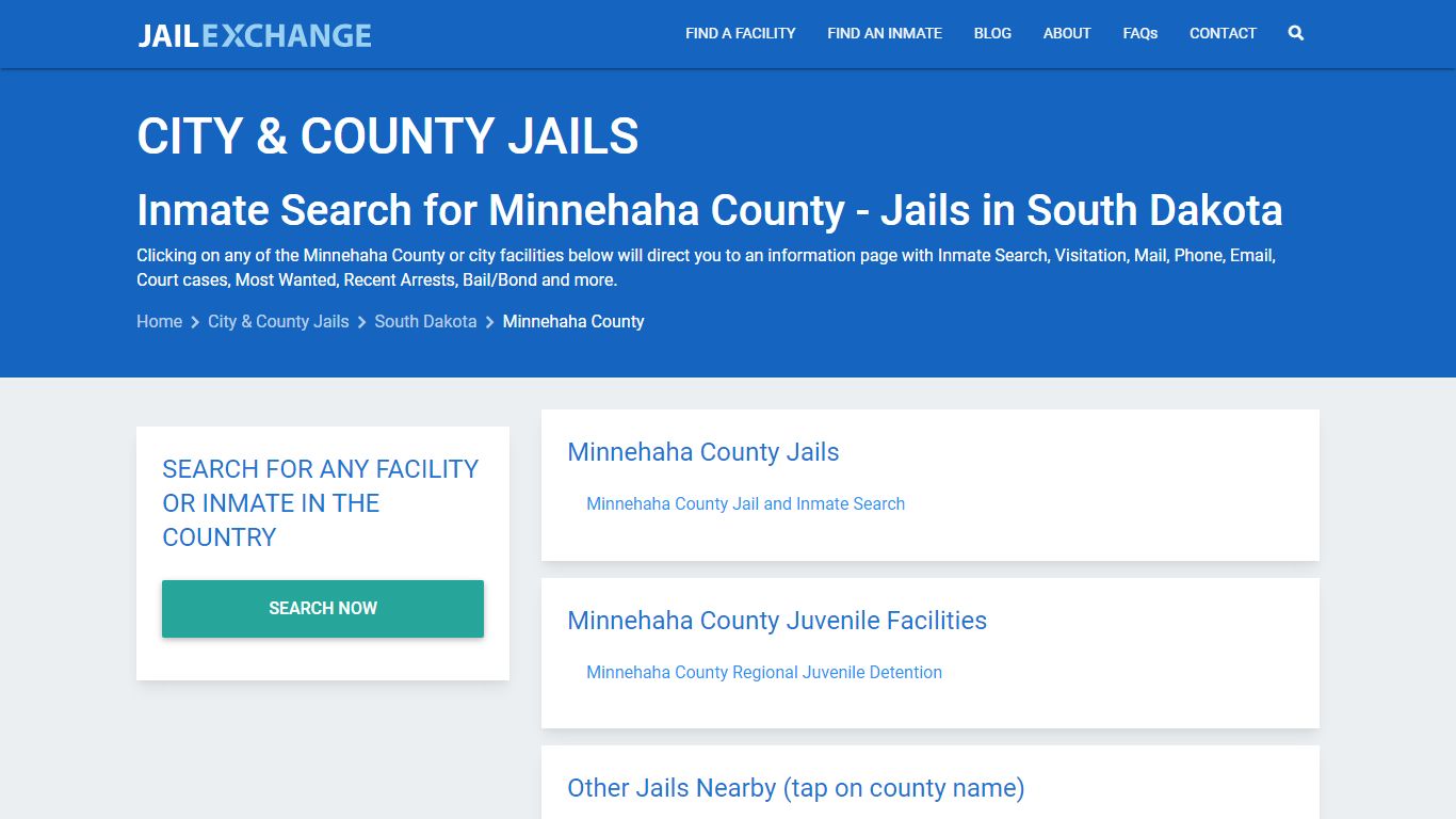 Inmate Search for Minnehaha County | Jails in South Dakota - Jail Exchange